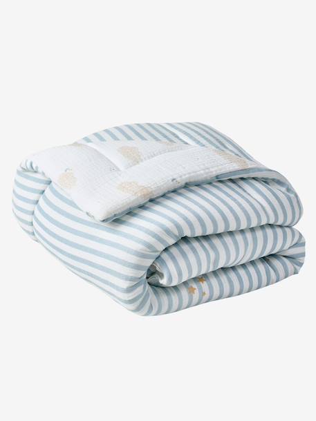 Cotton Muslin Blanket / Play Mat, IN THE CLOUDS striped blue - vertbaudet enfant 