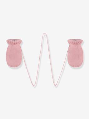 Baby-Accessories-Hats, scarves, gloves-Knitted mittens with fleece lining for baby girls
