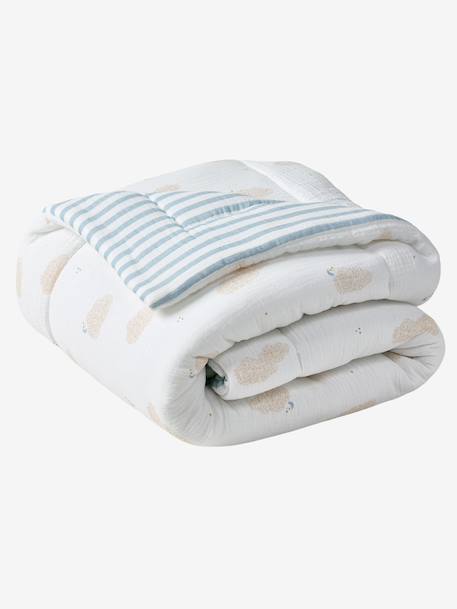 Cotton Muslin Blanket / Play Mat, IN THE CLOUDS striped blue - vertbaudet enfant 