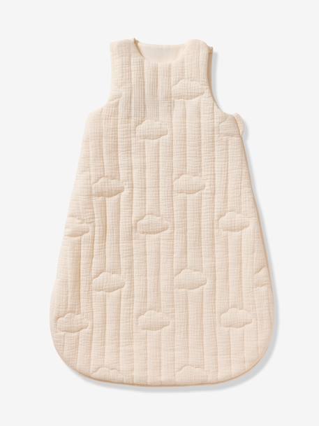 Customisable organic muslin sleeveless baby sleeping bag IN THE CLOUDS ecru - vertbaudet enfant 