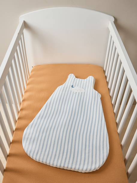 Sleeping Bag in Cotton Muslin for Babies, IN THE CLOUDS striped blue - vertbaudet enfant 