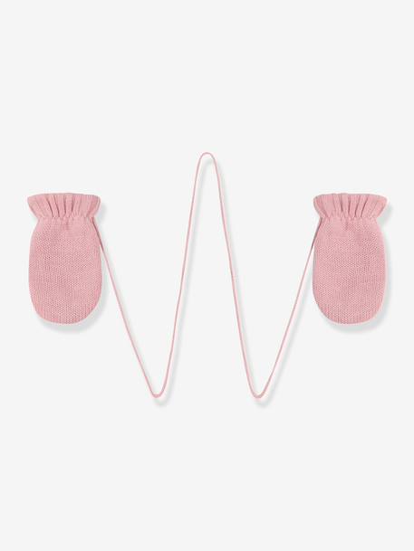 Knitted mittens with fleece lining for baby girls white - vertbaudet enfant 