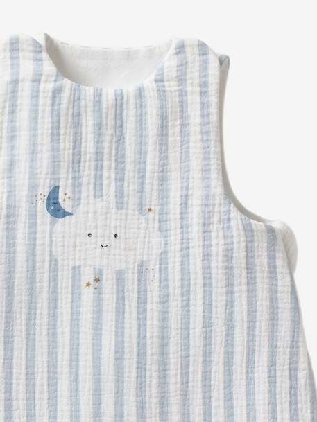 Sleeping Bag in Cotton Muslin for Babies, IN THE CLOUDS striped blue - vertbaudet enfant 