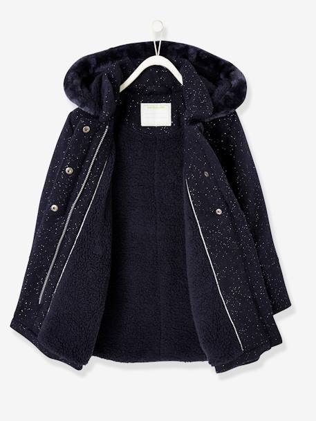 Manteau à capuche fille drap de laine MARINE GRISE+VIOLINE - vertbaudet enfant 
