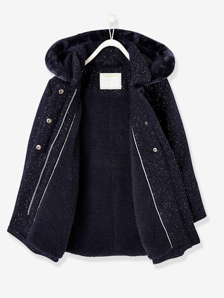 Woollen Coat for Girls Dark Blue+PURPLE DARK SOLID - vertbaudet enfant 