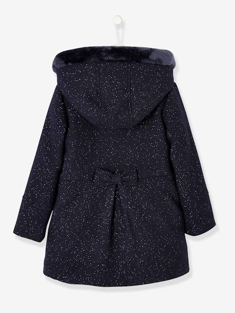 Manteau à capuche fille drap de laine MARINE GRISE+VIOLINE - vertbaudet enfant 