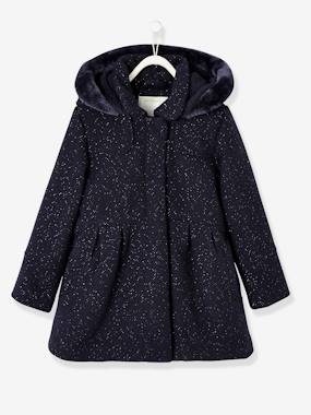 -Manteau à capuche fille drap de laine 