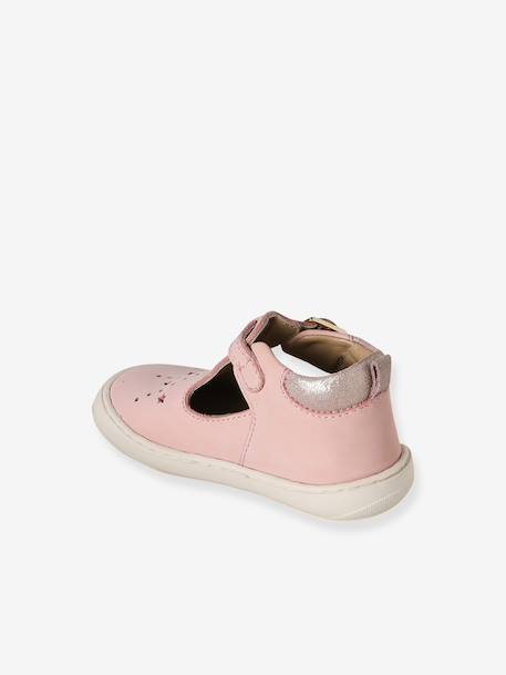 Soft Leather Pram Shoes for Babies, Designed for Crawling gold+rose - vertbaudet enfant 