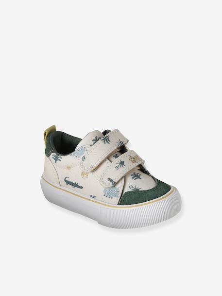 Baskets scratchées bébé en toile beige imprimé+kaki+lot beige+marine - vertbaudet enfant 