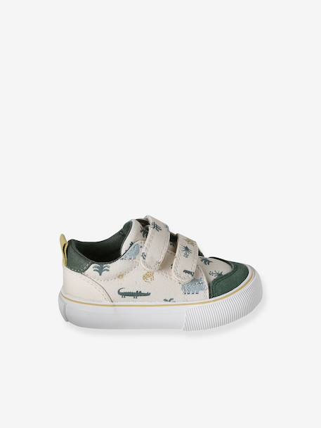 Fabric Trainers with Hook-&-Loop Straps khaki+navy blue+printed beige+set beige - vertbaudet enfant 