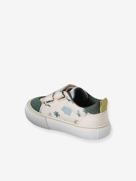 Fabric Trainers with Hook-&-Loop Straps khaki+navy blue+printed beige+set beige - vertbaudet enfant 