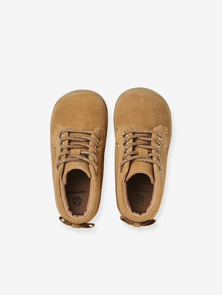 Lace-Up Soft Leather Boots for Babies, Designed for First Steps 6509+camel+iridescent beige - vertbaudet enfant 
