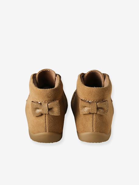 Lace-Up Soft Leather Boots for Babies, Designed for First Steps 6509+camel+iridescent beige - vertbaudet enfant 