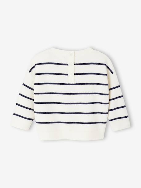 Striped Jumper with Frill Detail for Girls striped navy blue - vertbaudet enfant 