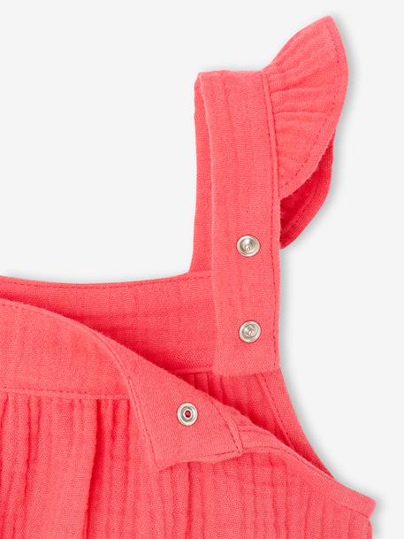 Barboteuse fille naissance en gaze de coton framboise - vertbaudet enfant 