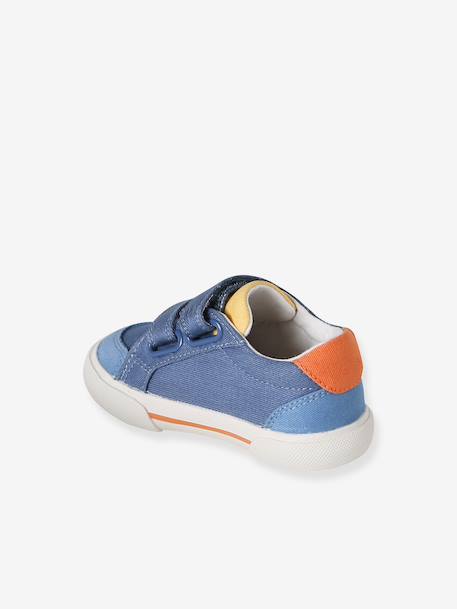 Synthetic trainers with touch 'n' close fastening for babies printed beige+set blue - vertbaudet enfant 