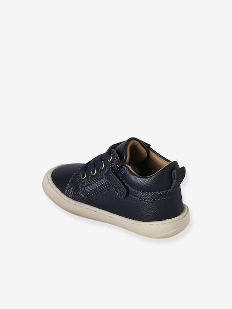Soft Leather Lace-Up Boots, Designed for First Steps blue+camel+khaki+navy blue+set blue - vertbaudet enfant 