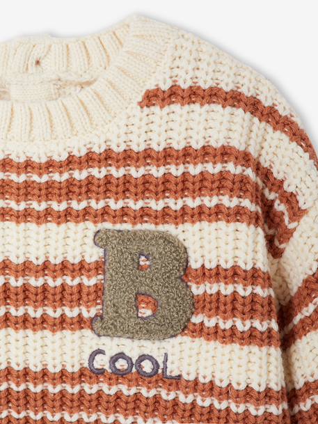Striped Cotton Jumper for Baby Boys striped beige - vertbaudet enfant 