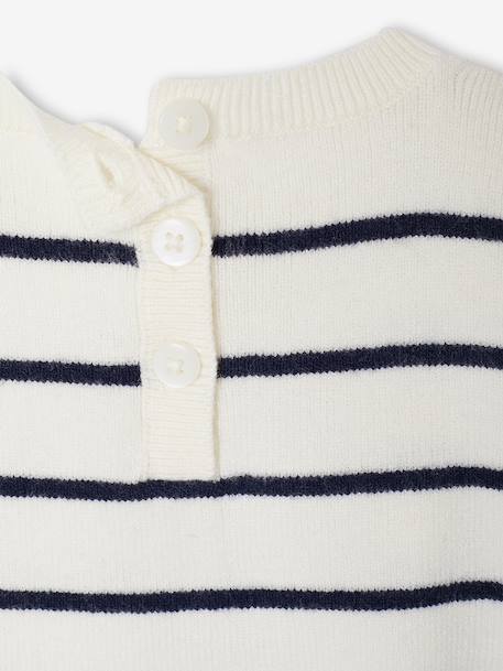 Striped Jumper with Frill Detail for Girls striped navy blue - vertbaudet enfant 