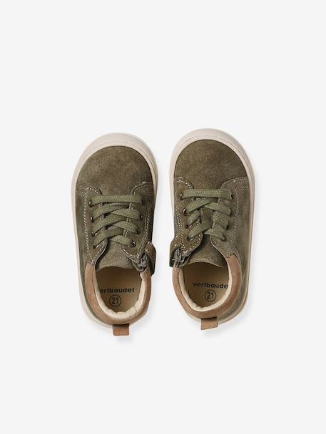 Soft Leather Lace-Up Boots, Designed for First Steps blue+camel+khaki+navy blue+set blue - vertbaudet enfant 