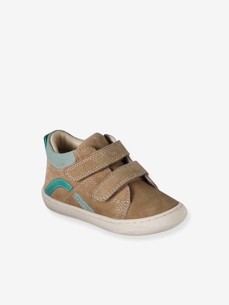 Pair of Soft Leather Boots for Babies, Designed for First Steps beige+blue+brown+chocolate+electric blue+green+ochre+sage green+set beige+set brown+set green - vertbaudet enfant 