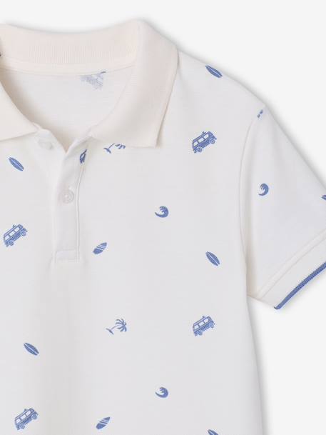 Printed polo shirt for boys ecru+khaki - vertbaudet enfant 