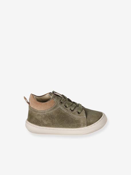 Soft Leather Lace-Up Boots, Designed for First Steps blue+camel+khaki+navy blue+set blue - vertbaudet enfant 