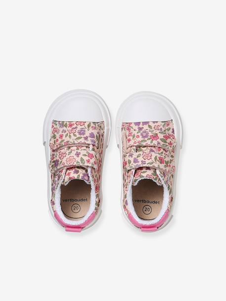 Striped Trainers with Hook-&-Loop Straps printed pink+striped blue - vertbaudet enfant 
