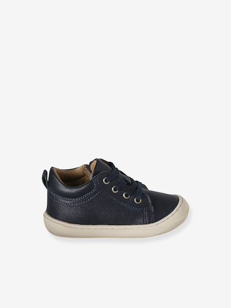 Soft Leather Lace-Up Boots, Designed for First Steps blue+camel+khaki+navy blue+set blue - vertbaudet enfant 