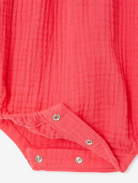 Barboteuse fille naissance en gaze de coton framboise - vertbaudet enfant 