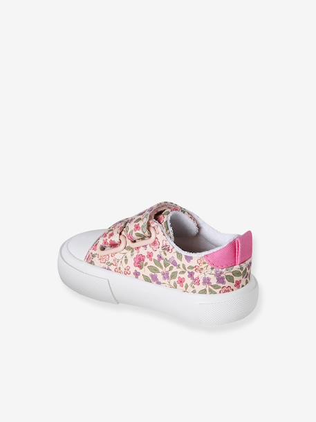 Striped Trainers with Hook-&-Loop Straps printed pink+striped blue - vertbaudet enfant 