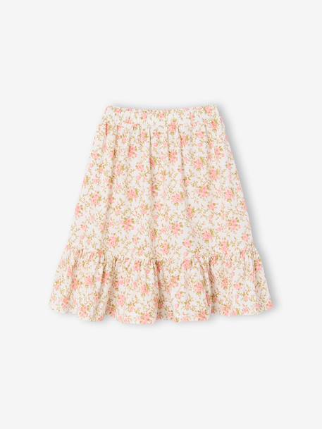Printed Midi Skirt for Girls ecru - vertbaudet enfant 