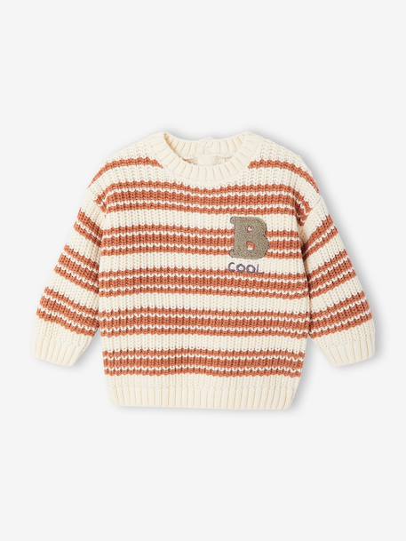 Striped Cotton Jumper for Baby Boys striped beige - vertbaudet enfant 