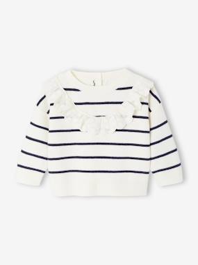 Baby-Striped Jumper with Frill Detail for Girls 