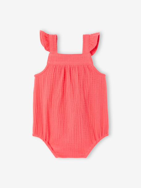 Baby girl's sleepsuit in cotton gauze raspberry pink - vertbaudet enfant 