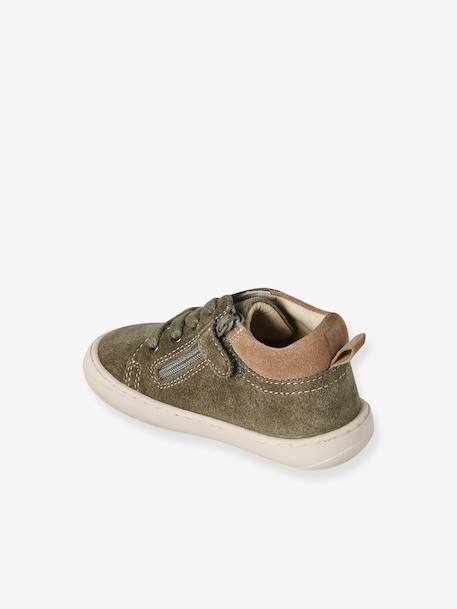 Soft Leather Lace-Up Boots, Designed for First Steps blue+camel+khaki+navy blue+set blue - vertbaudet enfant 