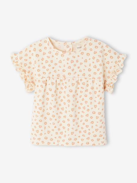 Fancy T-Shirt for Baby Girls ecru+navy blue - vertbaudet enfant 