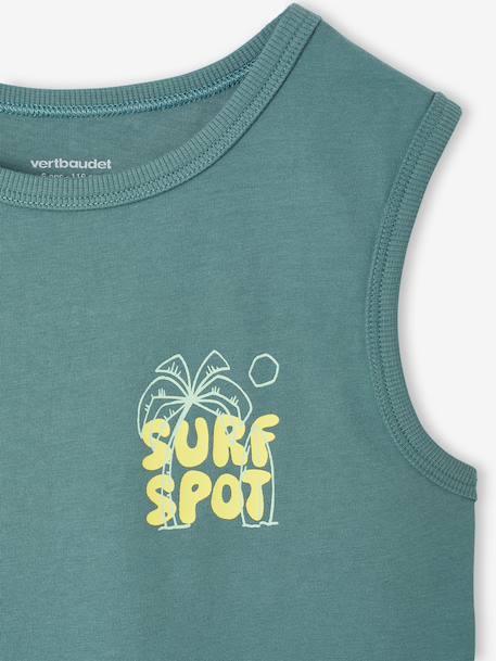 Surf Print Tank Top for Boys aqua green - vertbaudet enfant 