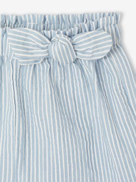 Girls' cotton gauze shorts striped blue - vertbaudet enfant 