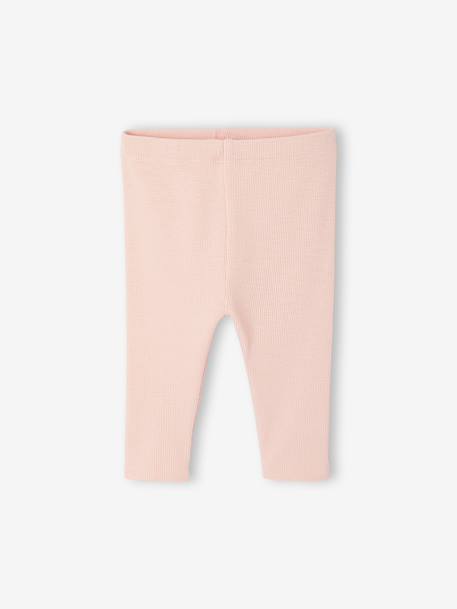 Ribbed Knit Leggings for Babies green+pale pink+rosy - vertbaudet enfant 