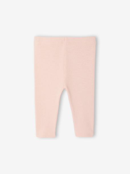 Ribbed Knit Leggings for Babies green+pale pink+rosy - vertbaudet enfant 