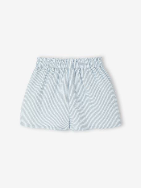 Girls' cotton gauze shorts striped blue - vertbaudet enfant 