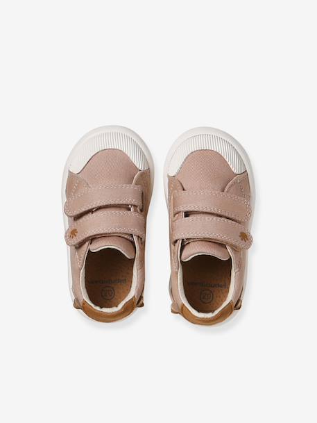 Fabric Trainers with Touch Fasteners, for Baby Boys dark brown+printed beige - vertbaudet enfant 
