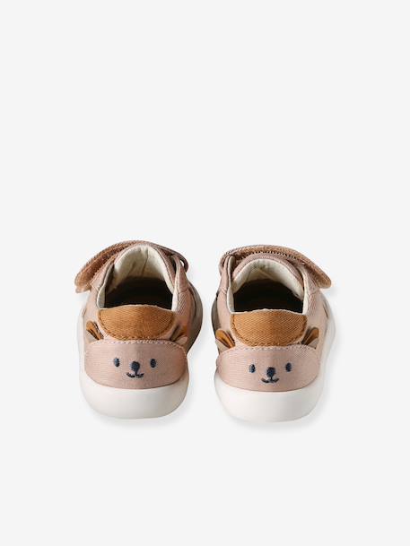 Fabric Trainers with Touch Fasteners, for Baby Boys dark brown+printed beige - vertbaudet enfant 