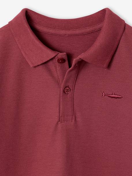 Short Sleeve Polo Shirt, Embroidery on the Chest, for Boys blue+BLUE MEDIUM SOLID WITH DESIGN+Green+pale yellow+terracotta+WHITE LIGHT SOLID WITH DESIGN - vertbaudet enfant 