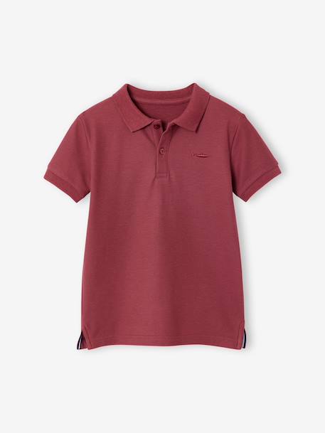 Short Sleeve Polo Shirt, Embroidery on the Chest, for Boys blue+BLUE MEDIUM SOLID WITH DESIGN+Green+pale yellow+terracotta+WHITE LIGHT SOLID WITH DESIGN - vertbaudet enfant 
