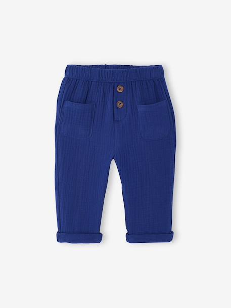 Pantalon bébé garçon gaze de coton marine - vertbaudet enfant 