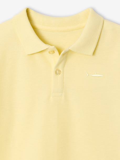 Polo garçon manches courtes broderie poitrine blanc+bleu+jaune pâle+kaki clair+MARINE+terracotta - vertbaudet enfant 