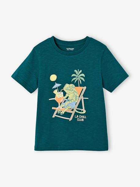 T-shirt animal ludique garçon vanille+vert - vertbaudet enfant 