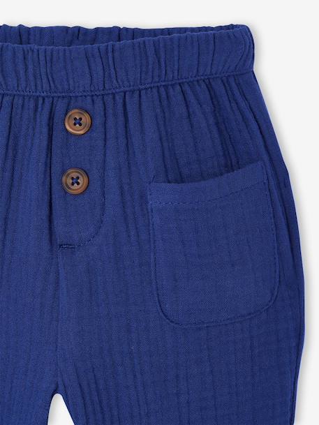 Pantalon bébé garçon gaze de coton marine - vertbaudet enfant 